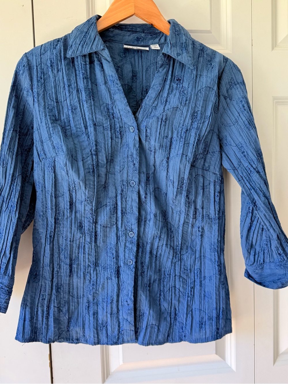 croft & barrow Blue Textured Button-Down Shirt